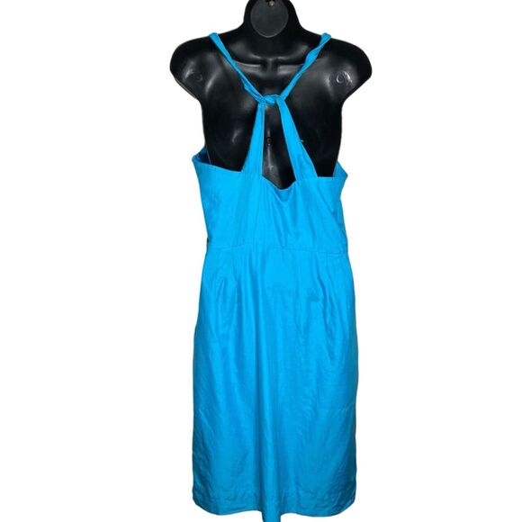 Banana Republic Dress Womens 8 Blue Silk Blend Scoop Neck Knee Length Strappy - Picture 2 of 10